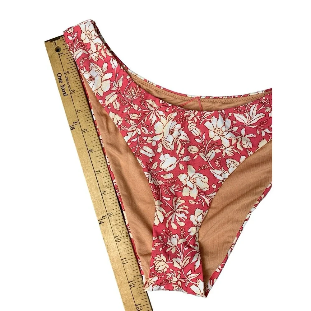 New! J. Crew Sz Small Curved Waist Cheeky Bikini Bottom Pink Tossed Floral BH553
